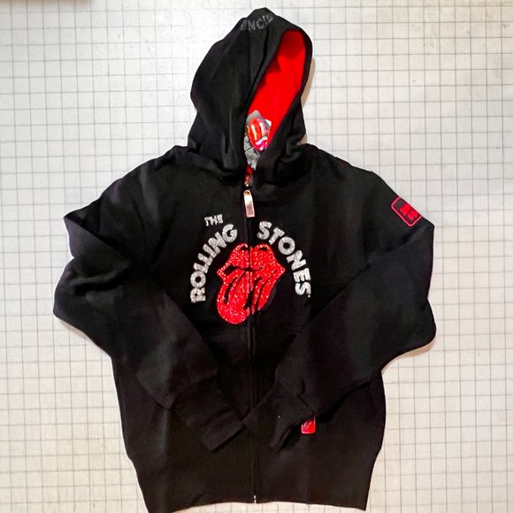 The Rolling Stones Rockware Black Kids Hoodie Size L 11/13 Authentic Gear NWT - Picture 2 of 11